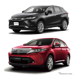 トヨタ・ハリアー新型（上）と従来型（下）