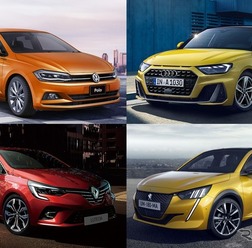 VW ポロ(左上)、アウディ A1スポーツバック、アウディ A1スポーツバック(右上)、プジョー 208(右下)、ルノー ルーテシア(左下)