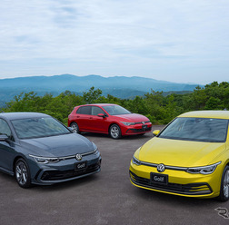 VW ゴルフ 新型。右から「Style」「Active」「R-Line」