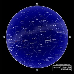 2015年12月中旬20時ごろの東京の星空 (c) 国立天文台天文情報センター