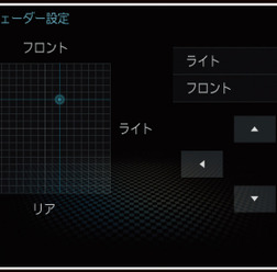 『ダイヤトーンサウンドナビ』の「バランス」と「フェーダー」の設定画面。