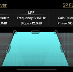 ドアスピーカーの「ハイバスフィルター」を、「マイナス12dB/oct」に設定したときの画面の一例(クラリオン・フルデジタルサウンド)。