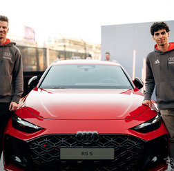 アウディRS 5 アバント新型。ニコ・ヒュルケンベルグとガブリエル・ボルトレート選手と