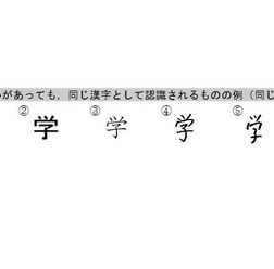 形状に違いがあっても同じ漢字として認識されるものの例(同じ字体の例)