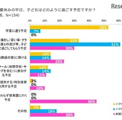 子どもの夏休みの平日の過ごし方(子どもとおでかけ情報サイト「いこーよ」調べ)