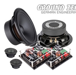 【GZNC 1650SQ　標準小売価格／¥157,000（税別）】●仕様：16.5cm 2wayコンポーネントスピーカー　●最大入力：250W　●定格入力：150W　●公称インピーダンス：4Ω　●周波数特性：40Hz～28kHz　●能率：91dB　●取付穴直径：143.5mm（ウーファー部） ●取付深さ：68mm（ウーファー部） ●スピーカーグリル：サイズ（幅×高さ）183×17mm