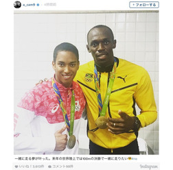 ケンブリッジ飛鳥、ボルトと肩を組む写真…次は「100mの決勝で一緒に走りたい」