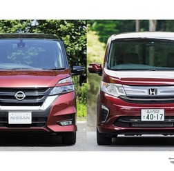 日産セレナ新型(左)とホンダステップワゴン(右)を比較試乗
