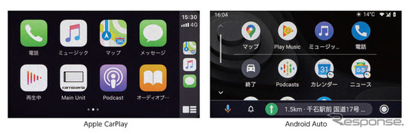 「Apple CarPlay」「AndroidAuto」の両フォーマットに対応する