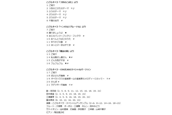 収録曲目・演奏者一覧 1