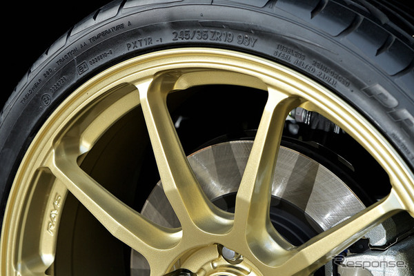 レイズ ホムラ ヒューガ HP10 ゴールドエディション 推奨サイズ：19×8.0J Inset45 5H-114.3／カラー：ゴールド／タイヤサイズ：245/35R19 ※チューナーサイズ