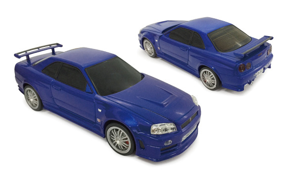 車型モバイルバッテリー 日産スカイライン GT-R（BNR34） ワイルド・スピードMAX（ブルー） ブライアン仕様