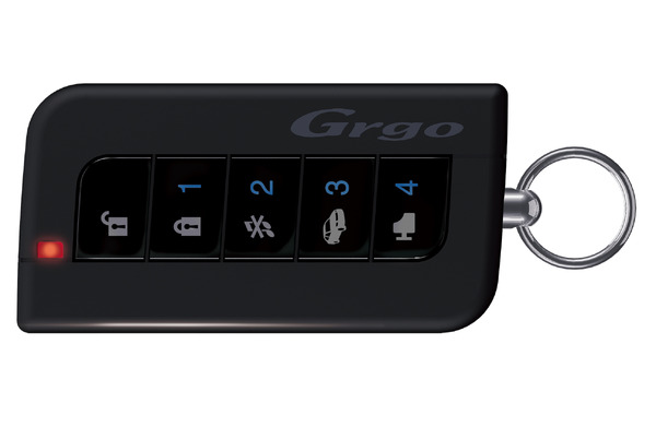 市販「カーセキュリティ」の一例（ユピテル・Grgo-Vシリーズ 1WAYリモコン）。