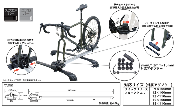 ルーフサイクルキャリア フォークダウンタイプ  EC29 説明図