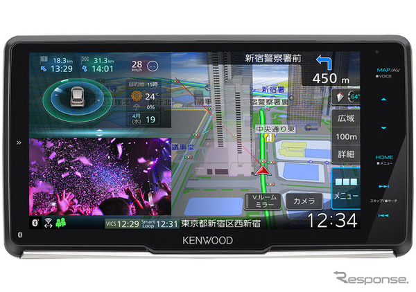 「HDMI入力端子」を備えたAV一体型ナビの一例（ケンウッド・MDV-M910HDF）。