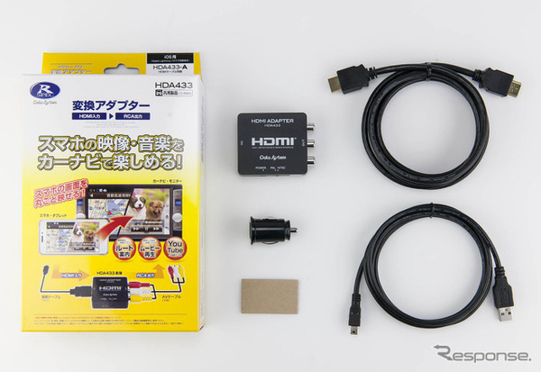 「HDMI変換アダプター」の一例（データシステム・HDA433）。