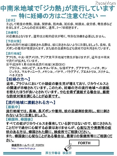 ジカ熱のリーフレット