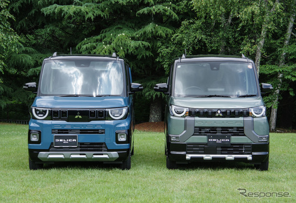 三菱 デリカミニ 新型（左）と従来型（右）のフロントマスク