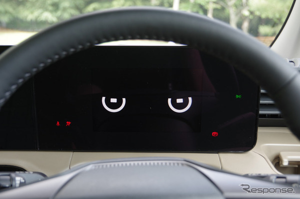 エンジンをオンにすると、メーターディスプレイにもデリカミニの眼のアニメーションが