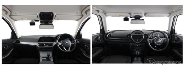 DMR-DM900-BMW-IC/OC（左：BMW G20）とDMR-DM900-MINI-IC/OC装着イメージ（右：MINI F54）