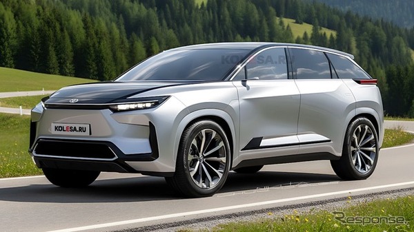 トヨタの新型3列SUV、予想CGデジタルアウターミラー仕様