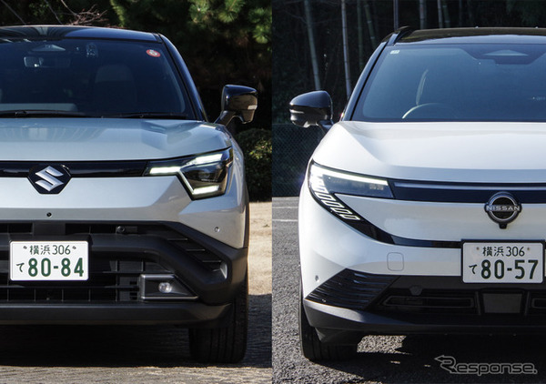 スズキ eビターラ（左）と日産 リーフ（右）を比較