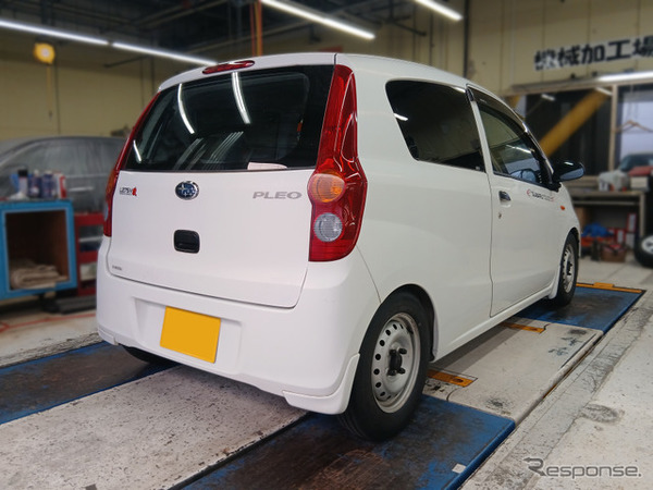 テイン フレックスZ　スバル・プレオ装着例（基準車高純正比：フロント 60mmダウン / リア 65mmダウン）