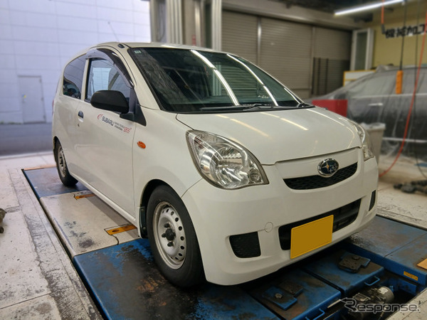 テイン フレックスZ　スバル・プレオ装着例（基準車高純正比：フロント 60mmダウン / リア 65mmダウン）