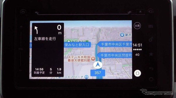 交差点拡大図は出ないが、分岐点情報の代わりとなる名称が表示される