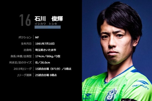 石川俊輝 湘南ベルマーレwebサイトよりスクリーンショット