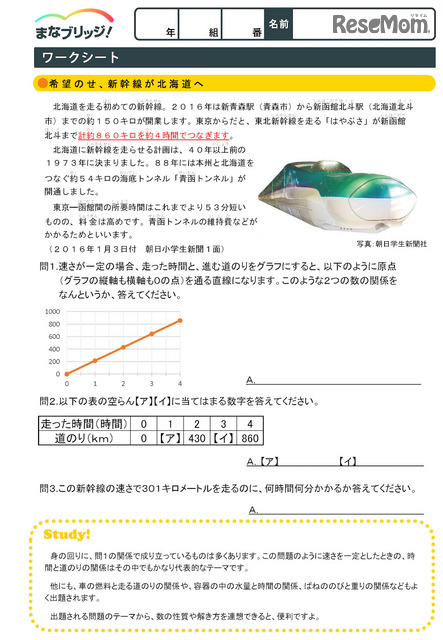 ワークシート例（算数）