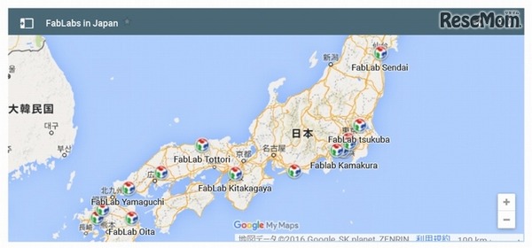 国内のFabLab（FabLab Japanサイトより）