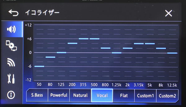 カロッツェリア・サイバーナビの、「13バンドイコライザー」。