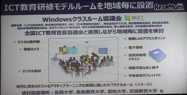 大学などの協力を得て全国にICT教育モデルルームを設置