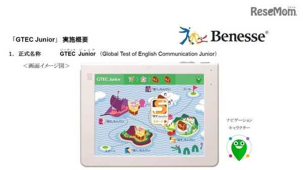 GTECジーテック Juniorジュニア （Global Test of English Communication Junior）　画面イメージ図