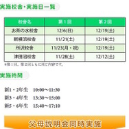 開催校舎・対象・時間