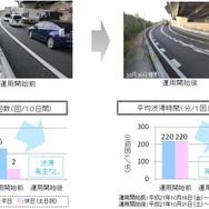 暫定的に2車線運用の前と後