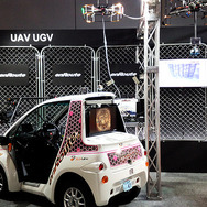 アクティヴ ラボのマルチコプター搭載車「UBV（UAV Base Viecle）Type1」（幕張メッセ、11月18～20日）