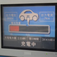 道の駅「キララ多伎」の急速充電器は出力30kWタイプ。初期出力は23.6kWだった。