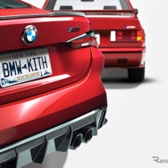 BMWの新型 M4 クーペ と初代 M3 （1989年式）のワンオフモデル