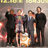 ジョン・ボイエガ、デイジー・リドリー、J.J.エイブラムス監督、アダム・ドライバー／『スター・ウォーズ／フォースの覚醒』来日記者会見