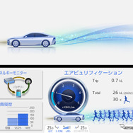 空気清浄のイメージ（上）と空気清浄精算表示（下）