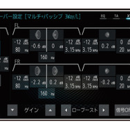 「クロスオーバー」の設定画面の一例（三菱電機・ダイヤトーンサウンドナビ）。