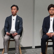 須賀厚一氏（左）とレクサスLXのチーフエンジニア、横尾貴己氏（右）