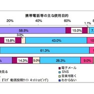 携帯電話等のおもな使用目的