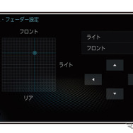 「バランス」と「フェーダー」の設定画面の一例（三菱電機・ダイヤトーンサウンドナビ）。