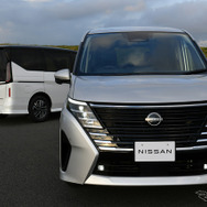 日産 セレナ 新型。ハイウェイスターV（奥）とLUXION（手前）