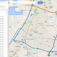 本機で保存した軌跡データをブラウザ上に表示したGoogleマップに表示することができる