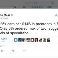 テスラ モデル3の先行予約が発表1週間で32万5000台を超えたと明かしたイーロン・マスクCEO