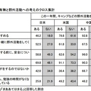 野外活動体験の有無と野外活動への考えのクロス集計
